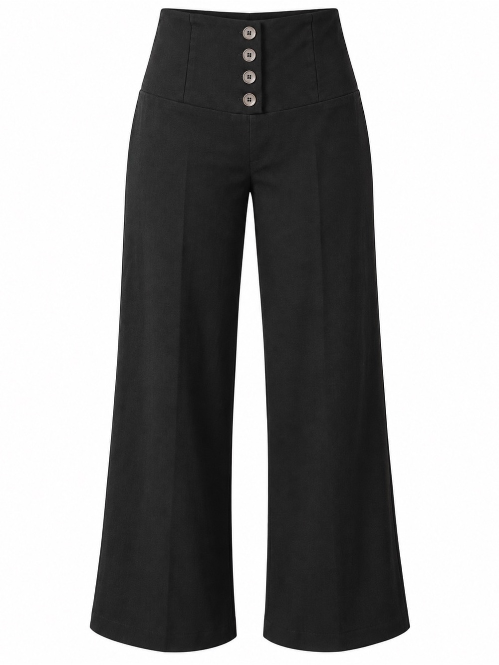 Seduction Fashion Black High Rise 4 Button Wide Leg Pants Size S